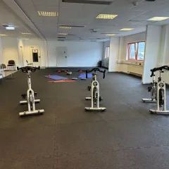 Bodenschutzmatten für Fitness, leicht zu verlegen und schalldämpfend, ideal für Cardio-Geräte und Trainingsbereiche.