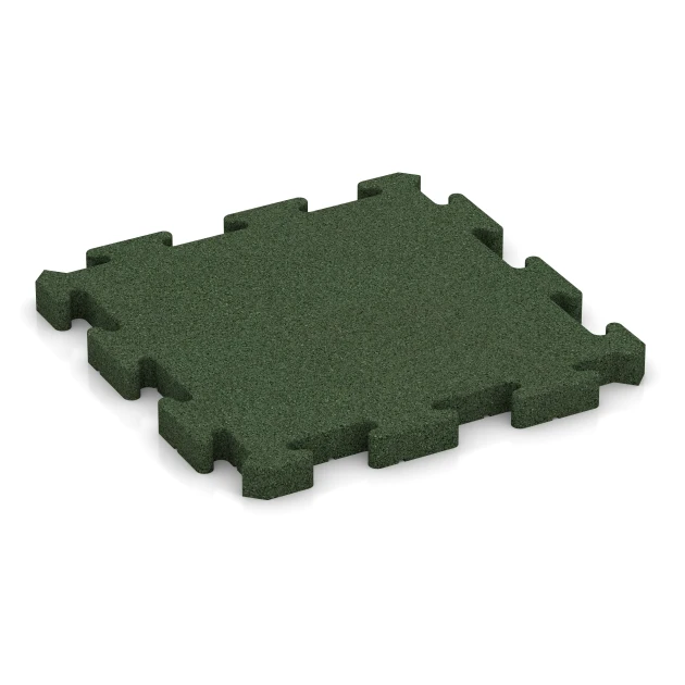 Fallschutz-Puzzlematte von WARCO im Farbdesign Grasgrün mit den Abmessungen 50 x 50 x 4 cm | 0,25 m². Produktfoto von Artikel 2962 in der Aufsicht von schräg vorne.