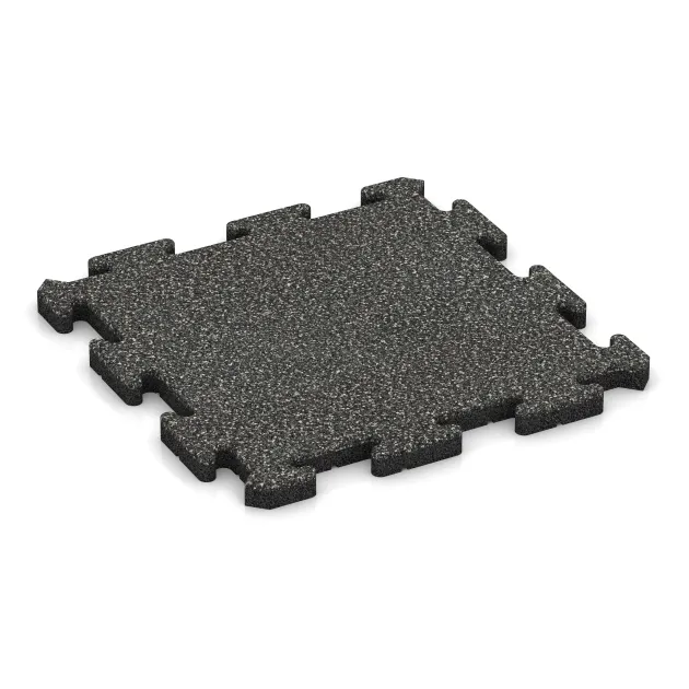 Fallschutz-Puzzlematte von WARCO im Farbdesign Dunkelgrauer Granit mit den Abmessungen 500 x 500 x 30 mm. Produktfoto von Artikel 2627 in der Aufsicht von schräg vorne.