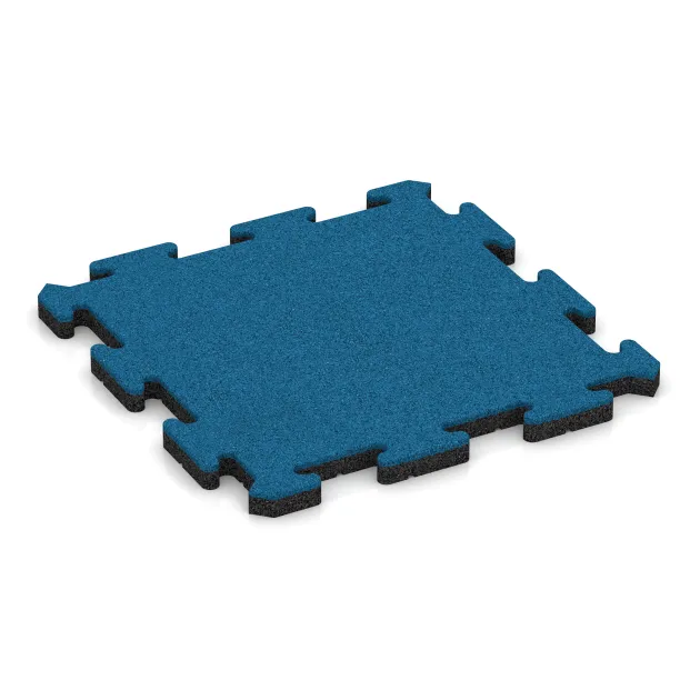 Fallschutz-Puzzlematte von WARCO im Farbdesign Himmelblau mit den Abmessungen 500 x 500 x 30 mm. Produktfoto von Artikel 5303 in der Aufsicht von schräg vorne.