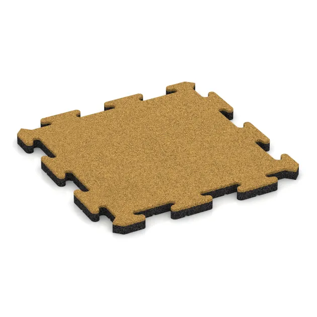 Fallschutz-Puzzlematte von WARCO im Farbdesign Zitronengelb mit den Abmessungen 500 x 500 x 30 mm. Produktfoto von Artikel 5300 in der Aufsicht von schräg vorne.