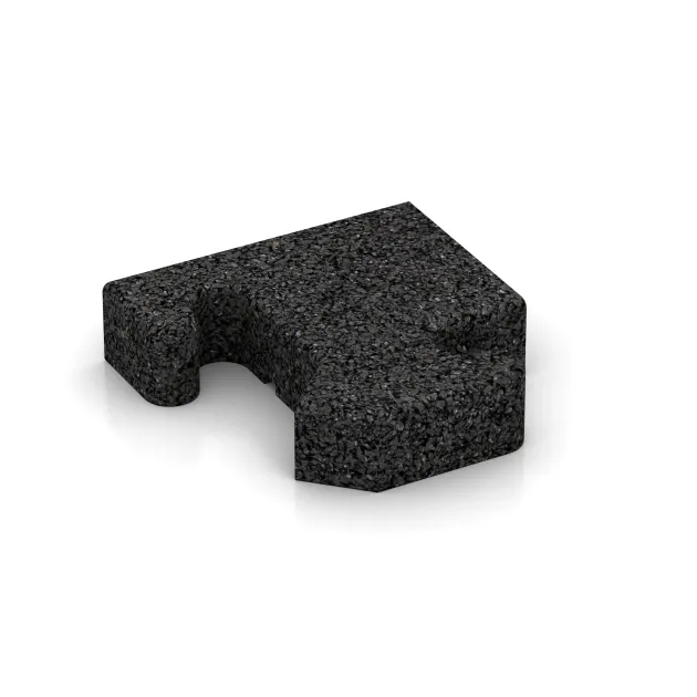 Materialmuster von WARCO im Farbdesign Anthrazit mit den Abmessungen ca.100 x 100 x 30 mm. Produktfoto von Artikel 2608 in der Aufsicht von schräg vorne.