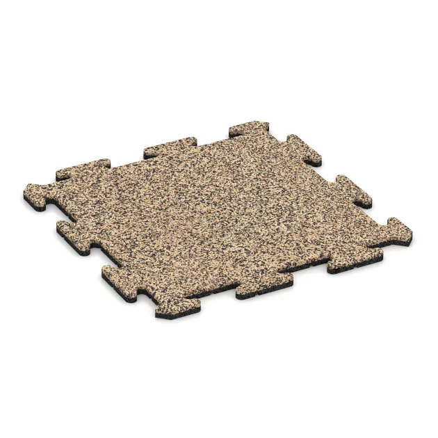 Spielmatte von WARCO im Farbdesign Travertin mit den Abmessungen 500 x 500 x 18 mm. Produktfoto von Artikel 0062 in der Aufsicht von schräg vorne.