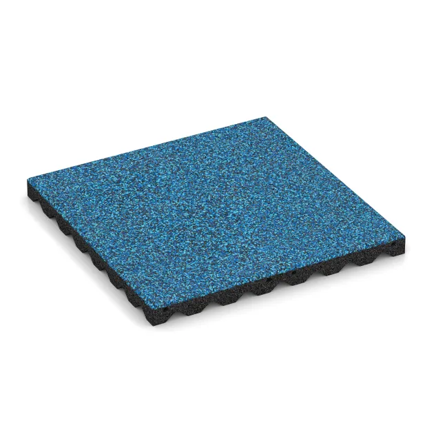 Fallschutzplatte von WARCO im Farbdesign Atlantik mit den Abmessungen 500 x 500 x 40 mm. Produktfoto von Artikel 5347 in der Aufsicht von schräg vorne.