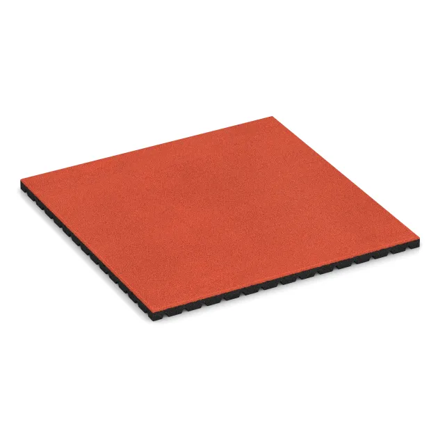 Pavimentazione antitrauma von WARCO im Farbdesign Rosso Arancio Chiaro mit den Abmessungen 1000 x 1000 x 40 mm. Produktfoto von Artikel 0772 in der Aufsicht von schräg vorne.