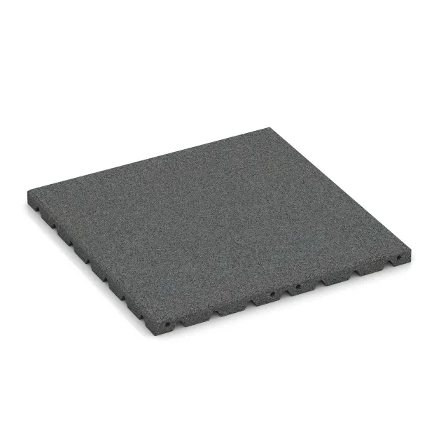 Fallschutzplatte von WARCO im Farbdesign Schiefergrau mit den Abmessungen 500 x 500 x 30 mm. Produktfoto von Artikel 0577 in der Aufsicht von schräg vorne.
