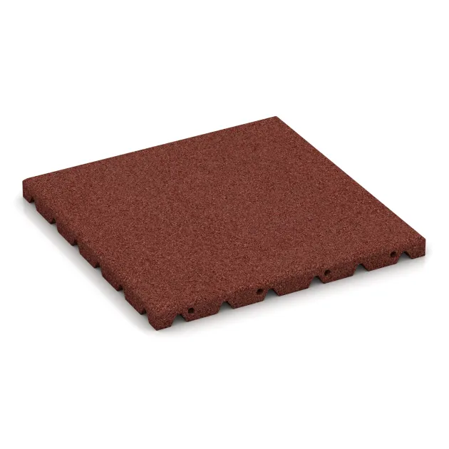 Piastra antitrauma von WARCO im Farbdesign Rosso mattone mit den Abmessungen 400 x 400 x 30 mm. Produktfoto von Artikel 0521 in der Aufsicht von schräg vorne.