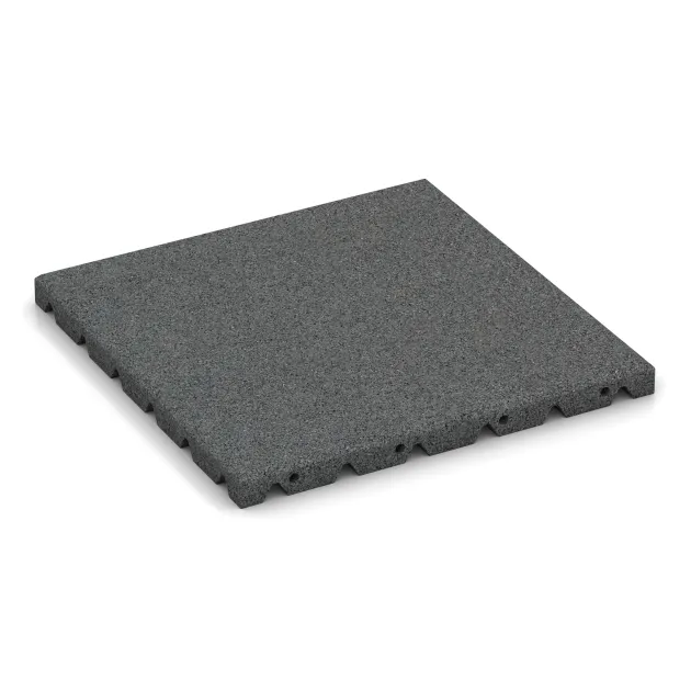 Piastra antitrauma von WARCO im Farbdesign Grigio ardesia mit den Abmessungen 400 x 400 x 30 mm. Produktfoto von Artikel 0523 in der Aufsicht von schräg vorne.