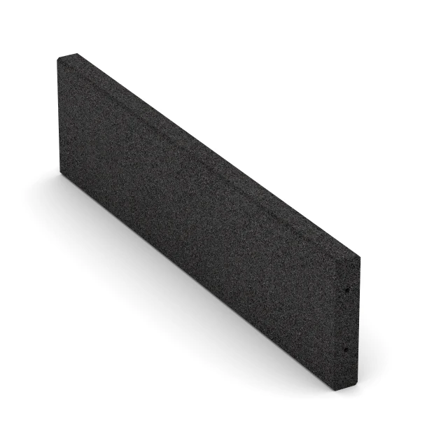 Gummi-Randstein von WARCO im Farbdesign Anthrazit mit den Abmessungen 100 x 5 x 25 cm. Produktfoto von Artikel 2596 in der Aufsicht von schräg vorne.
