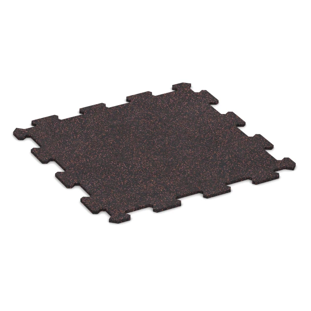 Fitnessboden Kompakt von WARCO im Farbdesign Leicht Rot Gesprenkelt mit den Abmessungen 485 x 485 x 8 mm | 0,235 m². Produktfoto von Artikel 0912 in der Aufsicht von schräg vorne.