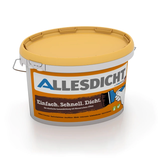 ALLESDICHT – Guaina liquida von WARCO im Farbdesign marrone-rosso mit den Abmessungen 3 kg | 0,9 m². Produktfoto von Artikel 0034 in der Aufsicht von schräg vorne.