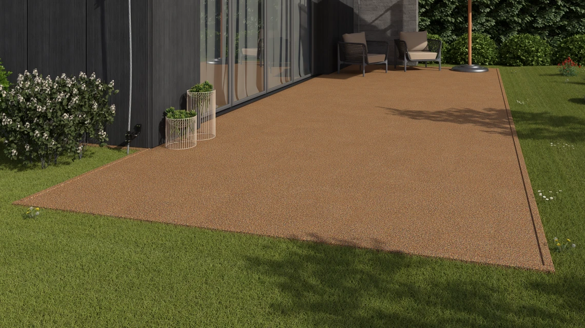 Beispielhafte Verlegung für den Artikel 3731 von WARCO - Mattonella da esterno, Farbton Terracotta in der Abmessung 30,6 x 30,6 x 2 cm | 0,094 m².