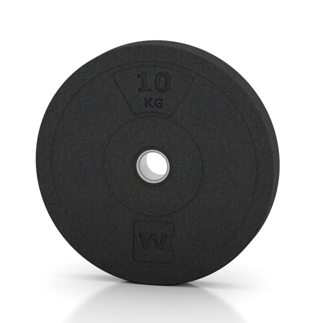Bumper Plate von WARCO im Farbdesign Anthrazit mit den Abmessungen 10 kg | ø 45,4 x 5,85 cm. Produktfoto von Artikel 6085 in der Aufsicht von schräg vorne.