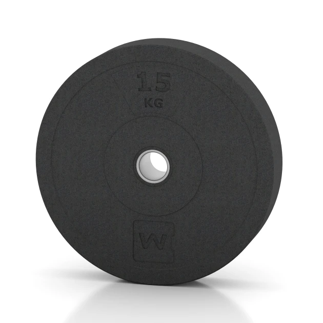 Bumper Plate von WARCO im Farbdesign Anthrazit mit den Abmessungen 15 kg | ø 45,4 x 8,61 cm. Produktfoto von Artikel 6086 in der Aufsicht von schräg vorne.