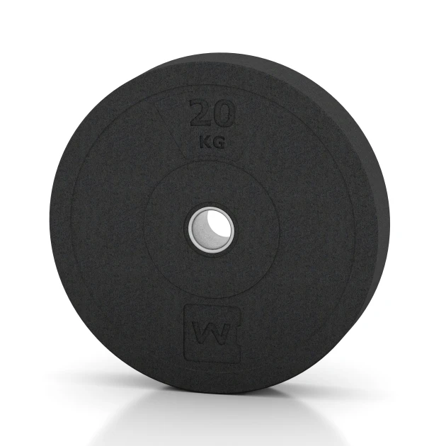 Bumper Plate Slim von WARCO im Farbdesign Antracite mit den Abmessungen 20 kg | ø 45,4 x 8,61 cm. Produktfoto von Artikel 6089 in der Aufsicht von schräg vorne.
