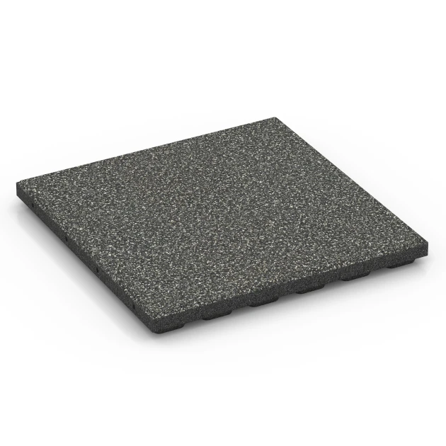 Piastrella antitrauma EPDM – 120 cm von WARCO im Farbdesign Granito grigio scuro mit den Abmessungen 50 x 50 x 4 cm | 0,25 m². Produktfoto von Artikel 6422 in der Aufsicht von schräg vorne.