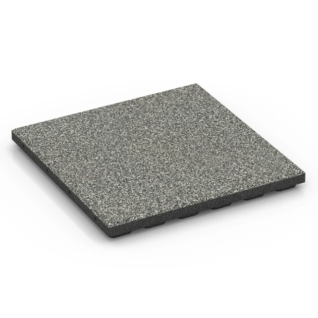 Fallschutzmatte EPDM – 120 cm von WARCO im Farbdesign Grauer Granit mit den Abmessungen 50 x 50 x 4 cm | 0,25 m². Produktfoto von Artikel 6423 in der Aufsicht von schräg vorne.
