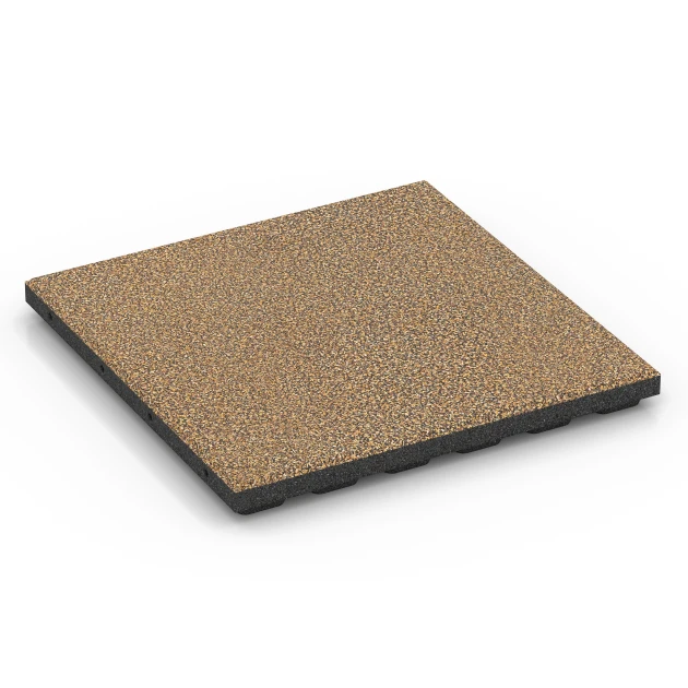 Fallschutzmatte EPDM – 120 cm von WARCO im Farbdesign Rattan Lounge mit den Abmessungen 50 x 50 x 4 cm | 0,25 m². Produktfoto von Artikel 6430 in der Aufsicht von schräg vorne.