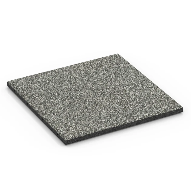 Fallschutzplatte – 90 cm von WARCO im Farbdesign Grauer Granit mit den Abmessungen 50 x 50 x 3 cm | 0,25 m². Produktfoto von Artikel 6414 in der Aufsicht von schräg vorne.
