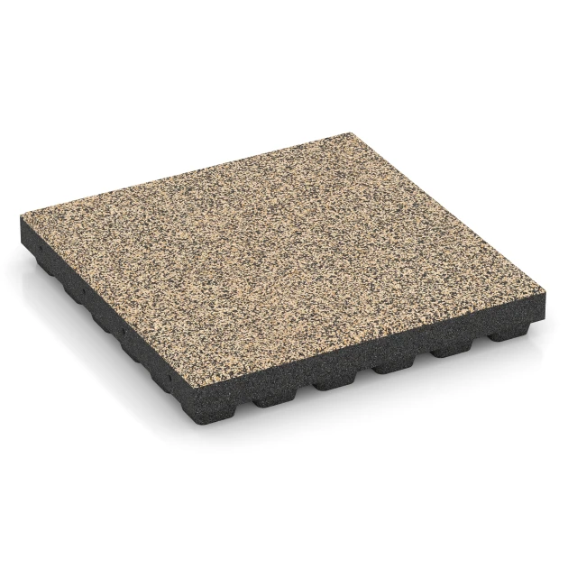 Piastrella antitrauma EPDM – 210 cm von WARCO im Farbdesign Travertino mit den Abmessungen 50 x 50 x 7 cm | 0,25 m². Produktfoto von Artikel 6446 in der Aufsicht von schräg vorne.