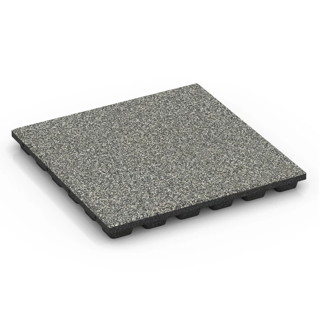 Fallschutzplatte – 160 cm von WARCO im Farbdesign Grauer Granit mit den Abmessungen 50 x 50 x 4,8 cm. Produktfoto von Artikel 6432 in der Aufsicht von schräg vorne.