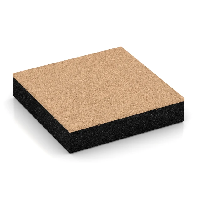 Fallschutzplatten von WARCO im Farbdesign Sandbeige mit den Abmessungen 50 x 50 x 11 cm. Produktfoto von Artikel 6231 in der Aufsicht von schräg vorne.