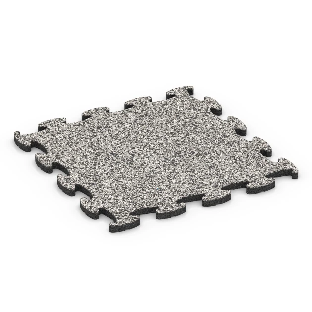 Spielmatte von WARCO im Farbdesign Grauer Granit mit den Abmessungen 46 x 46 x 1,8 cm. Produktfoto von Artikel 6752 in der Aufsicht von schräg vorne.