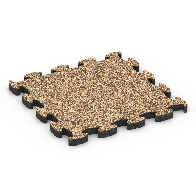 Fallschutz Puzzlematte von WARCO im Farbdesign Terra Cotta mit den Abmessungen 46 x 46 × 2,8 cm. Produktfoto von Artikel 6934 in der Aufsicht von schräg vorne.