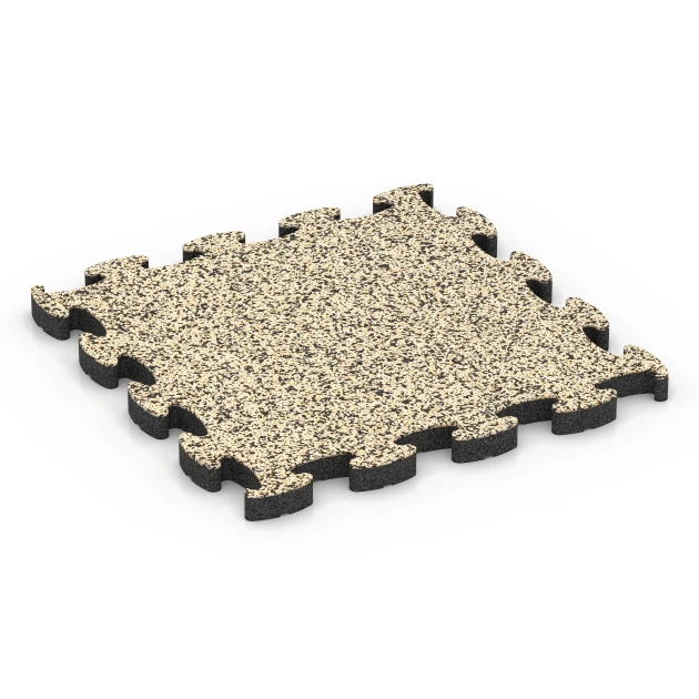 Pavimentazione antitrauma puzzle von WARCO im Farbdesign Travertino mit den Abmessungen 46 x 46 × 2,8 cm. Produktfoto von Artikel 6937 in der Aufsicht von schräg vorne.
