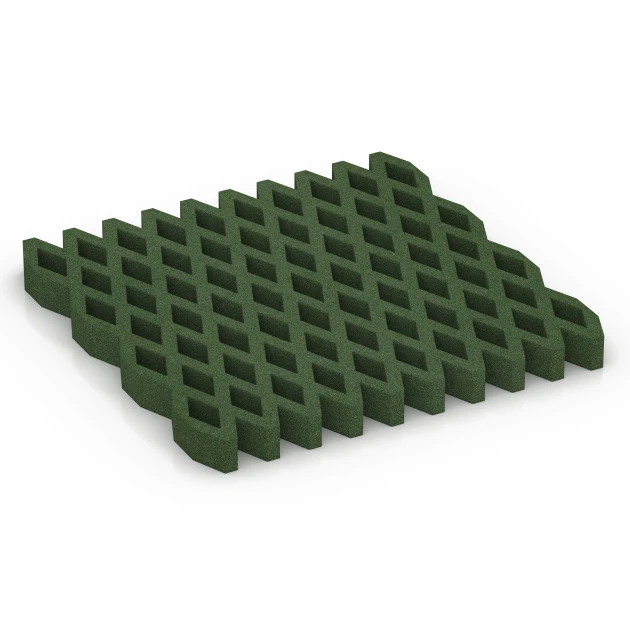 Griglia antitrauma prato von WARCO im Farbdesign Verde erba mit den Abmessungen 100 × 100 × 8 cm. Produktfoto von Artikel 7014 in der Aufsicht von schräg vorne.