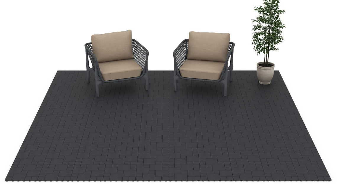 Beispielhafte Verlegung für den Artikel 6329 von WARCO - Blockmuster – Klickfliese, Farbton Schiefer in der Abmessung 38,5 x 38,5 x 2 cm.