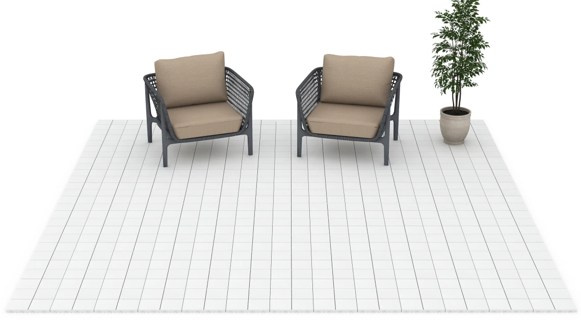 Beispielhafte Verlegung für den Artikel 6353 von WARCO - Mosaik – Klickfliese, Farbton Kreide in der Abmessung 30 x 30 x 2 cm.