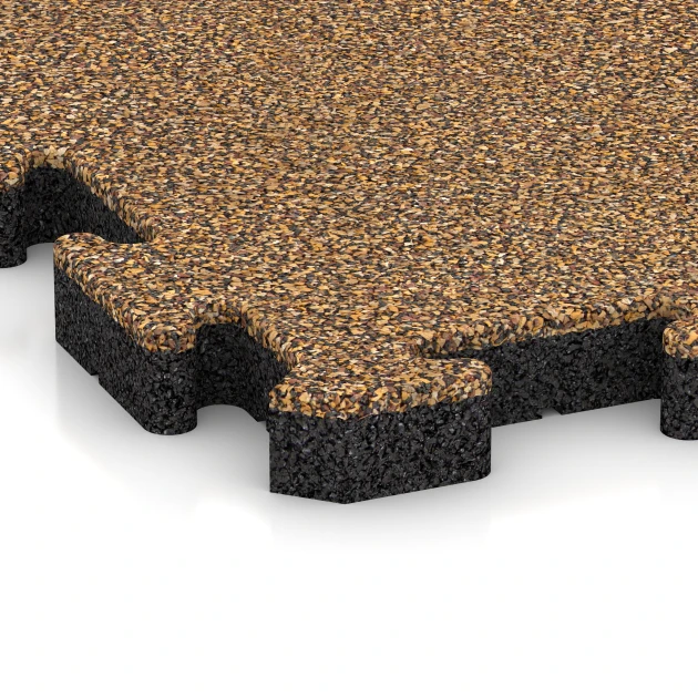 Detailaufnahme der Randausprägung von WARCO-Produkt 2861, Fallschutz-Puzzlematte, Format 50 x 50 x 4 cm | 0,25 m², Farbe Rattan Lounge.
