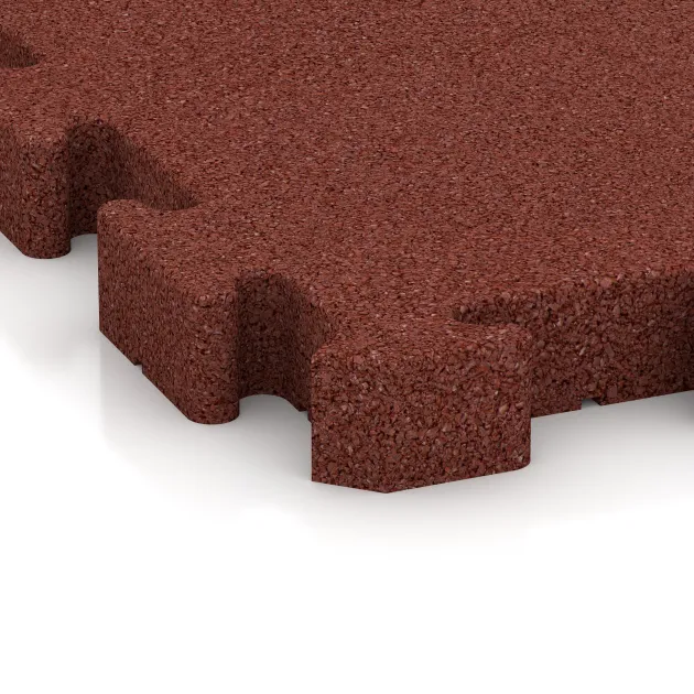 Detailaufnahme der Randausprägung von WARCO-Produkt 4204, Ballspielplatte HD, Format 500 x 500 x 50 mm, Farbe Ziegelrot.