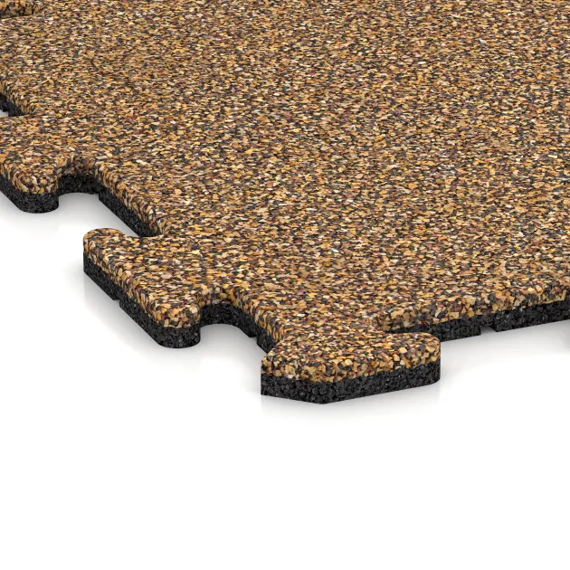 Detailaufnahme der Randausprägung von WARCO-Produkt 0067, Spielmatte, Format 500 x 500 x 18 mm, Farbe Rattan Lounge.