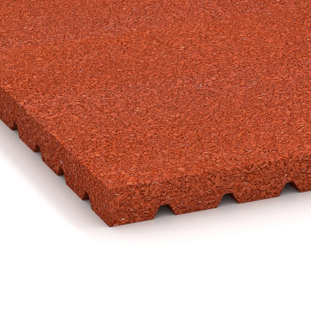 Detailaufnahme der Randausprägung von WARCO-Produkt 3641, Tappeto da stalla HD, Format 100 x 100 x 4 cm, Farbe Rosso mattone.