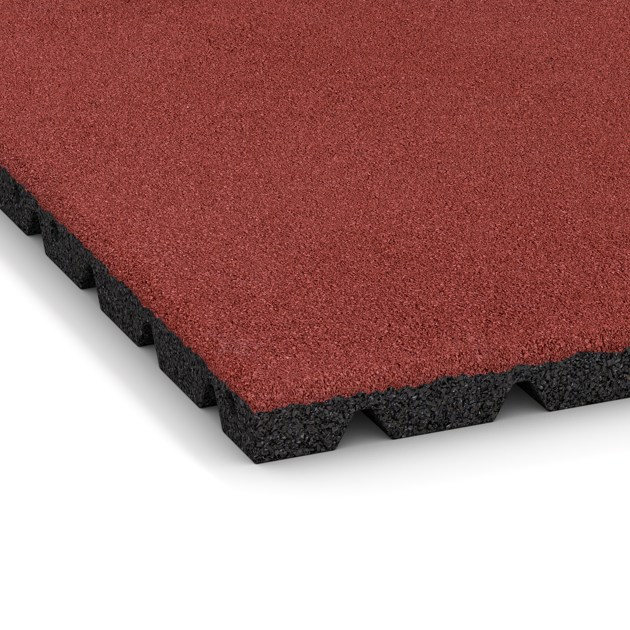 Detailaufnahme der Randausprägung von WARCO-Produkt 0540, Piastra antitrauma, Format 500 x 500 x 30 mm, Farbe Rosso corallo.