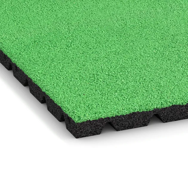 Detailaufnahme der Randausprägung von WARCO-Produkt 0545, Piastra antitrauma, Format 500 x 500 x 30 mm, Farbe Verde Maggio.