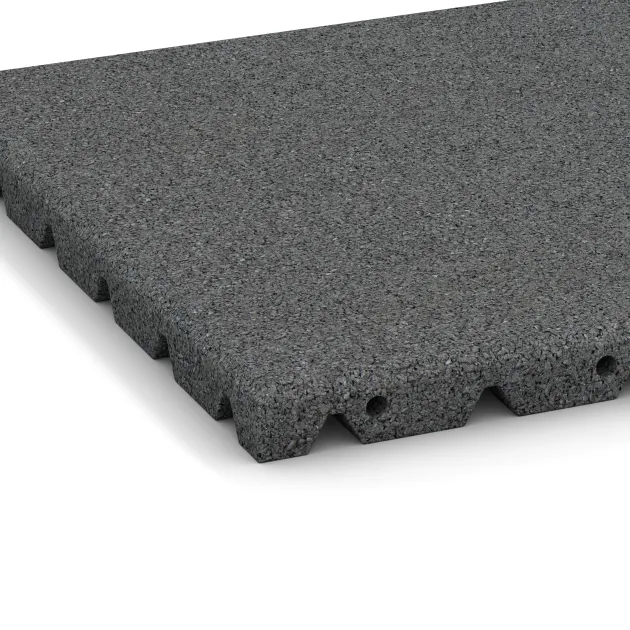 Detailaufnahme der Randausprägung von WARCO-Produkt 0523, Piastra antitrauma, Format 400 x 400 x 30 mm, Farbe Grigio ardesia.