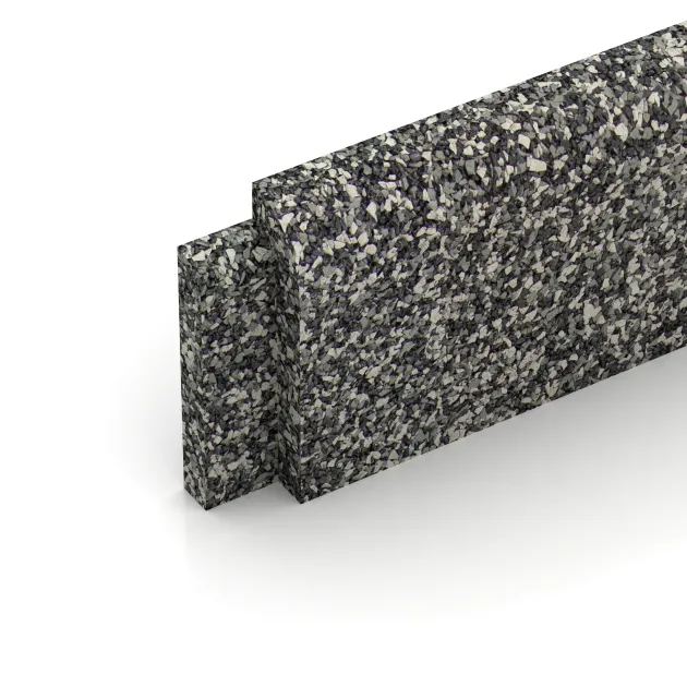 Detailaufnahme der Randausprägung von WARCO-Produkt 2257, Wandschutz Sockelleiste, Format 750 x 20 x 80 mm, Farbe Grauer Granit.