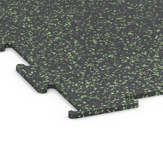 Detailaufnahme der Randausprägung von WARCO-Produkt 6453, Pavimento Fitness Compatto, Format 100 × 100 × 0,8 cm, Farbe Verde leggermente punteggiato.