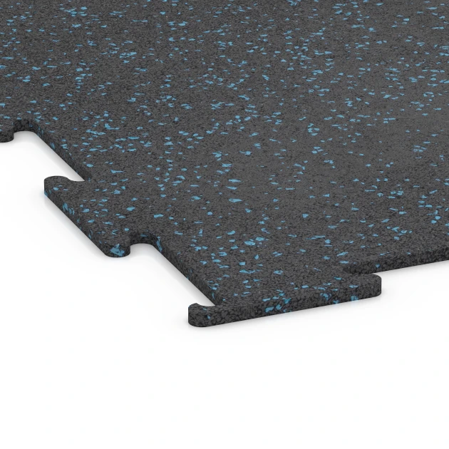 Detailaufnahme der Randausprägung von WARCO-Produkt 6457, Pavimento Fitness Compatto, Format 50 × 50 × 0,8 cm, Farbe Azzurro leggermente punteggiato.