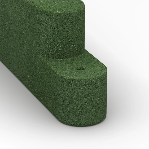 Detailaufnahme der Randausprägung von WARCO-Produkt 6641, Cordolo in gomma, Format 100 x 15 x 30 cm, Farbe Verde erba.