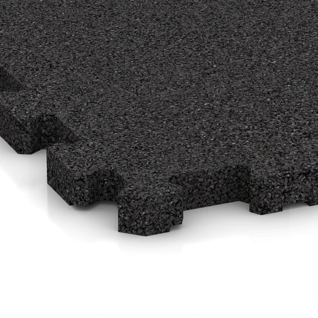 Detailaufnahme der Randausprägung von WARCO-Produkt 3741, Steinteppich-Klickfliese, Format 30,6 x 30,6 x 2 cm | 0,094 m², Farbe Anthrazit.