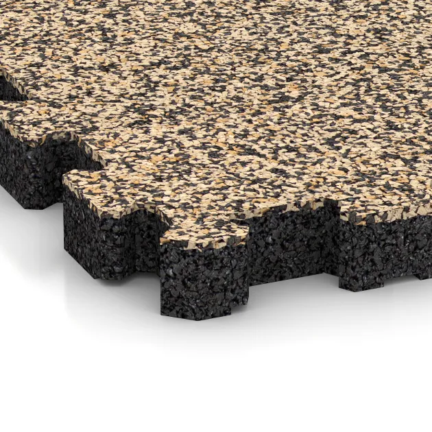 Detailaufnahme der Randausprägung von WARCO-Produkt 4253, Sportboden – fugenlos, Format 306 x 306 x 30 mm, Farbe Travertin.