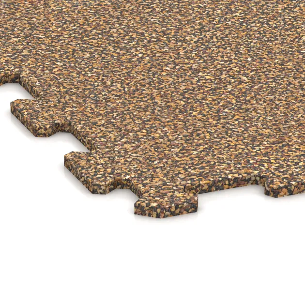 Detailaufnahme der Randausprägung von WARCO-Produkt 1032, Pavimento Fitness Compatto, Format 970 x 970 x 8 mm, Farbe Marocco.