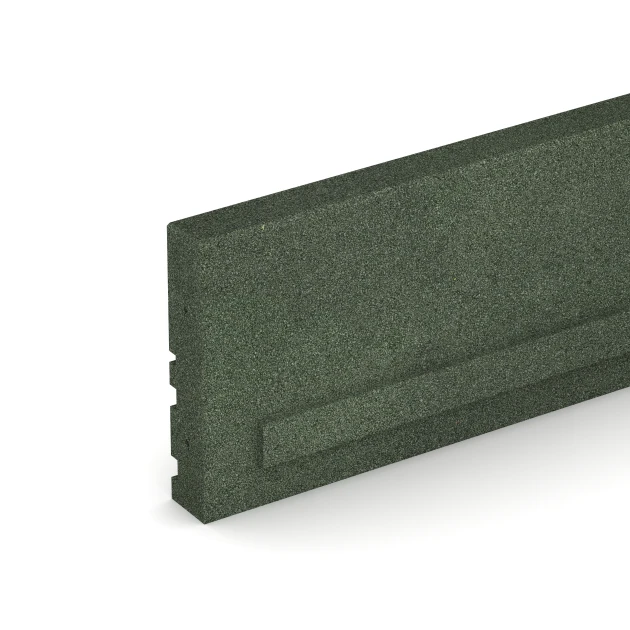 Detailaufnahme der Randausprägung von WARCO-Produkt 3786, Gummi-Tiefbord, Format 100 × 5 × 25 cm, Farbe Grasgrün.