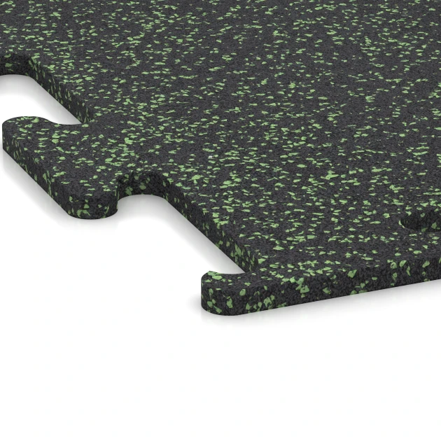 Detailaufnahme der Randausprägung von WARCO-Produkt 3759, Fitness Performance Elite Pavimento Sportivo, Format 100 x 100 x 1,5 cm | 1,00 m², Farbe Verde leggermente punteggiato.