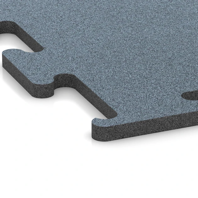 Detailaufnahme der Randausprägung von WARCO-Produkt 6162, Fitness Performance Elite Pavimento Sportivo, Format 100 x 100 x 2 cm | 1,00 m², Farbe Argento invecchiato.