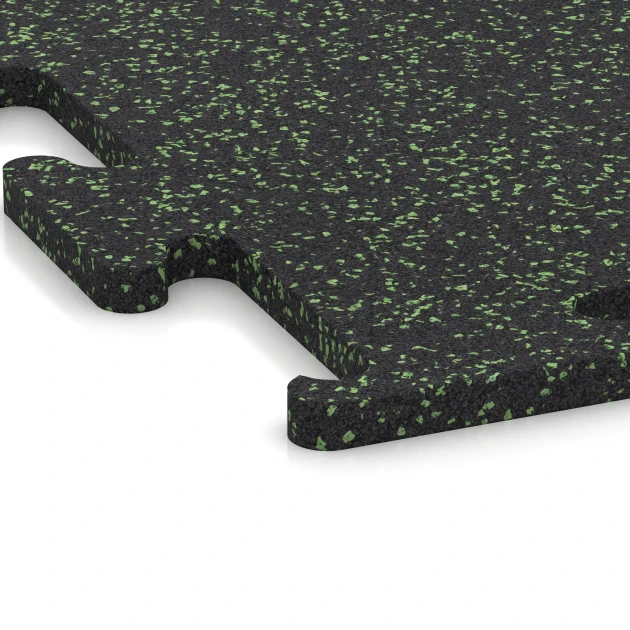 Detailaufnahme der Randausprägung von WARCO-Produkt 6979, Fitness Performance Elite Trainingsboden, Format 100 x 100 x 2 cm | 1,00 m², Farbe Leicht Grün Gesprenkelt.